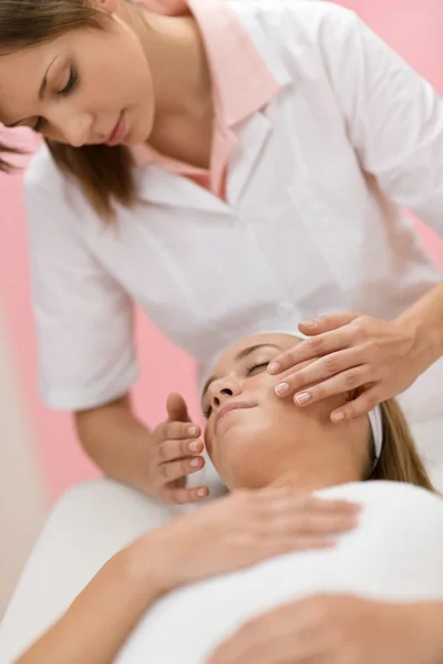 Body Care Woman Receive Luxury Facial Massage Day Spa — Stock Photo, Image