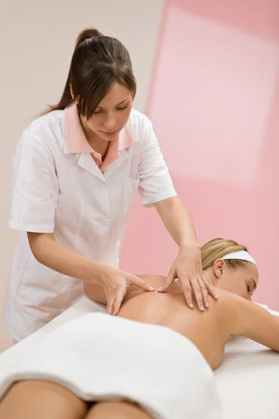 Body Care Woman Back Massage Day Spa — Stock Photo, Image