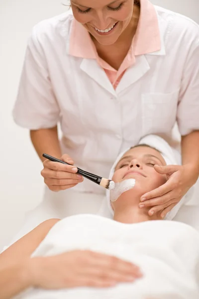 Ansiktsmask Kvinna Skönhetsbehandling Luxury Spa — Stockfoto