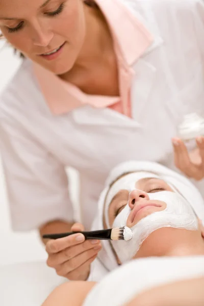 Gesichtsmaske Frau Bei Schönheitsbehandlung Luxus Spa — Stockfoto