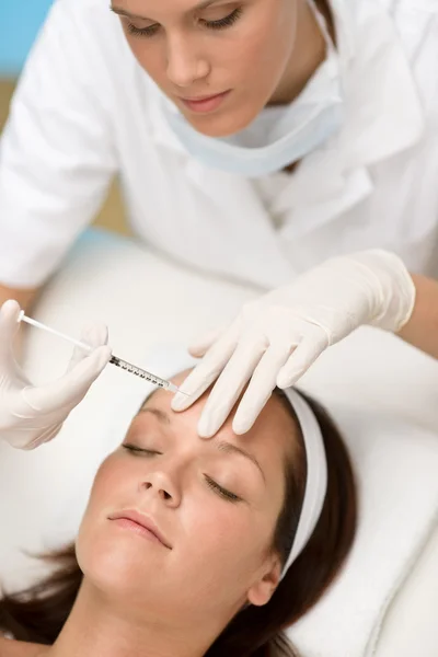 Botox Injection Woman Cosmetic Medicine Treatment Close Portrait — Stock Photo, Image