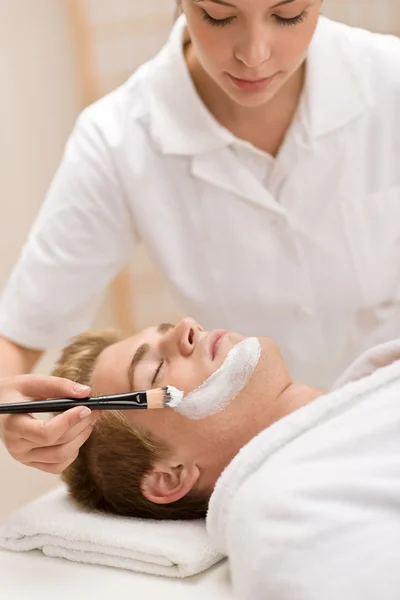 Male Cosmetics Facial Mask Luxury Spa Center — Stock Photo, Image