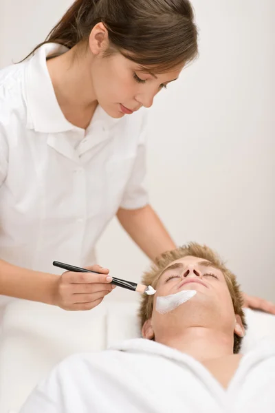 Männliche Kosmetik Gesichtsmaske Luxus Wellness Center — Stockfoto