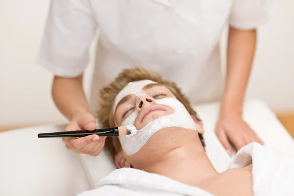 Manliga Kosmetika Ansiktsmask Lyxigt Hälsocenter — Stockfoto