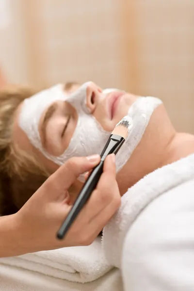 Male Cosmetics Facial Mask Luxury Spa Center — Stock Photo, Image