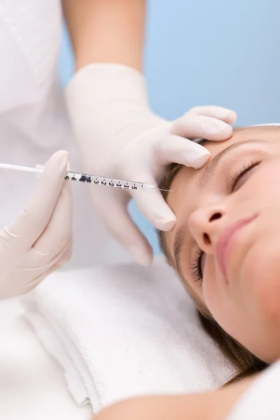 Kozmetikai Orvosi Kezelés Szerzés Botox Injekció Közeli Portré — Stock Fotó