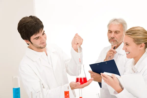 Chemistry Experiment Scientists Laboratory Testing Flu Virus Vaccination — Stock Photo, Image