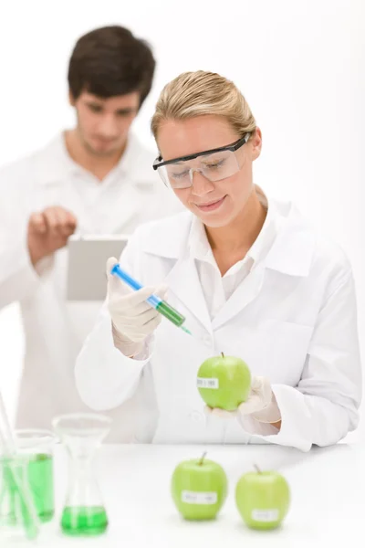 Géntechnológia Tudósok Laboratórium Gmo Kísérleti Vizsgálata — Stock Fotó