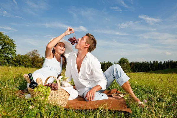 Piknik Bahar Doğa Güneşli Romantik Çift — Stok fotoğraf