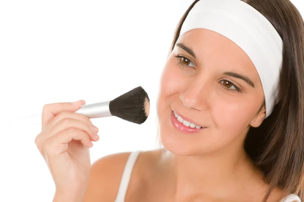 Kalıcı makyaj Cilt Bakımı - kadın uygulamak toz — Stok fotoğraf