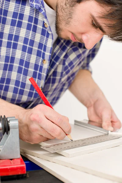Miglioramento Domestico Handyman Taglio Piastrelle Ceramica Officina — Foto Stock