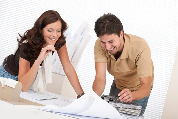 Man Woman Architect Office Working Together — Stock Photo, Image