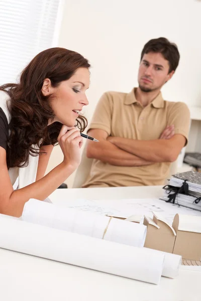 Young Woman Man Working Together Architect Office Stock Image