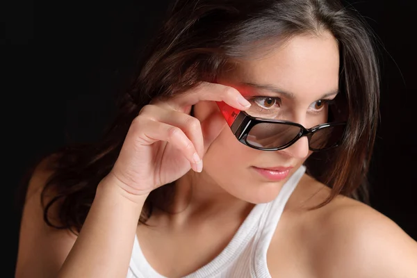 Designerbrille - sportlich trendige Damenmode — Stockfoto