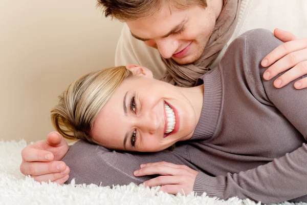 Couple in love - happy relax at home — Stock Photo, Image