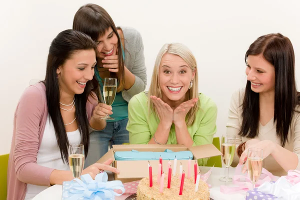 Birthday party - surprised woman celebrate — Stock Photo, Image