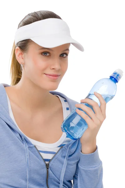 Спорт - молодая женщина фитнес наряд бутылку воды — стоковое фото