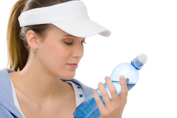 Sport - young woman fitness outfit water bottle — Stock Photo, Image
