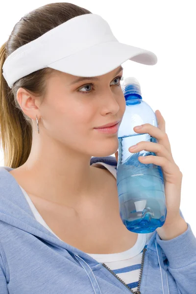 Αθλητισμός - μπουκάλι νερό στολή γυμναστήριο νεαρή γυναίκα — Φωτογραφία Αρχείου