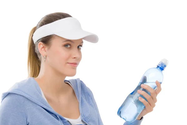 Спорт - молода жінка фітнес-сувенірна пляшка води — стокове фото