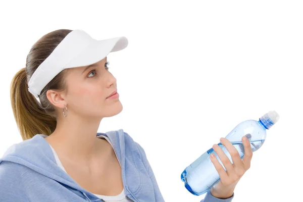 Deporte - mujer joven traje de fitness botella de agua — Foto de Stock