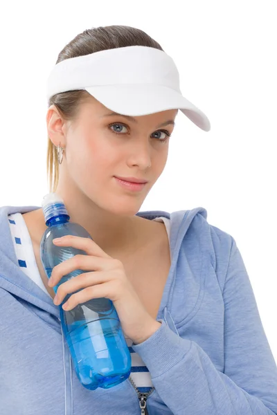 スポーツ - 若い女性フィットネスの服の水のボトル — ストック写真