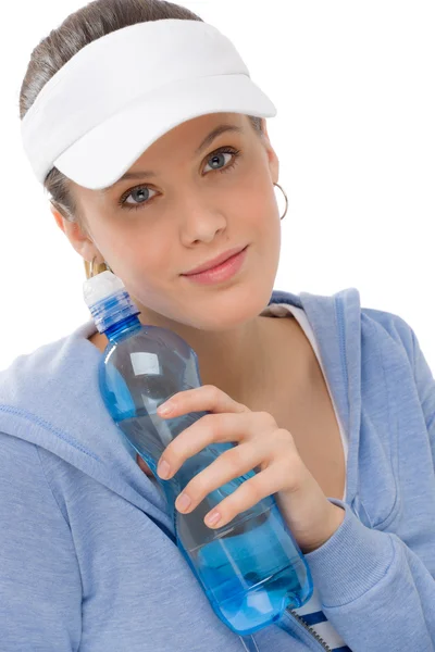 Αθλητισμός - μπουκάλι νερό στολή γυμναστήριο νεαρή γυναίκα — Φωτογραφία Αρχείου
