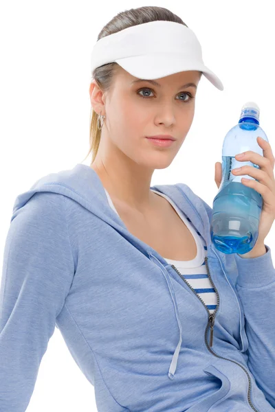 スポーツ - 若い女性フィットネスの服の水のボトル — ストック写真