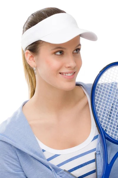 Tenisçi - raket tutan genç kadın — Stok fotoğraf