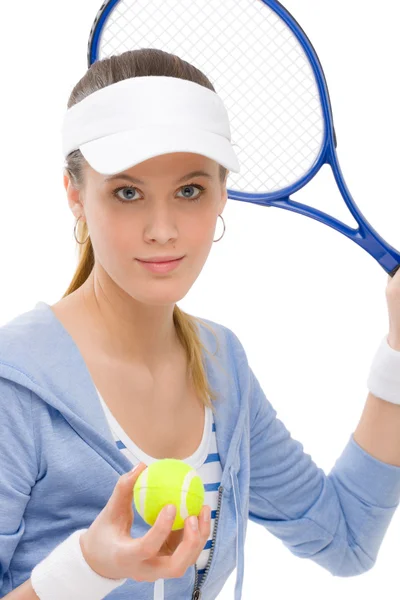 Giocatrice di tennis - giovane donna che tiene racchetta — Foto Stock
