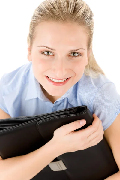 Giovane donna d'affari in possesso di borsa — Foto Stock