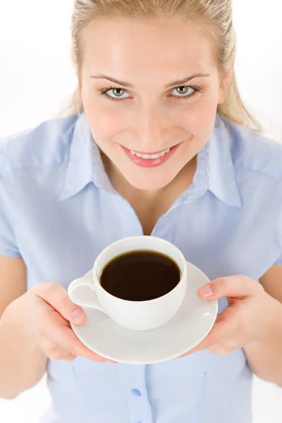 Cheerful young woman with coffee Royalty Free Stock Photos