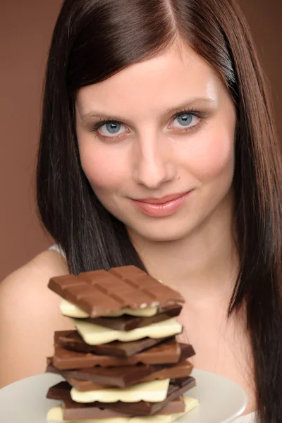 Cioccolato - ritratto giovane donna desiderio — Foto Stock