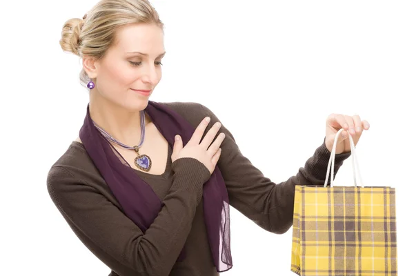 Zakupy kobieta moda szczęśliwy torba — Zdjęcie stockowe