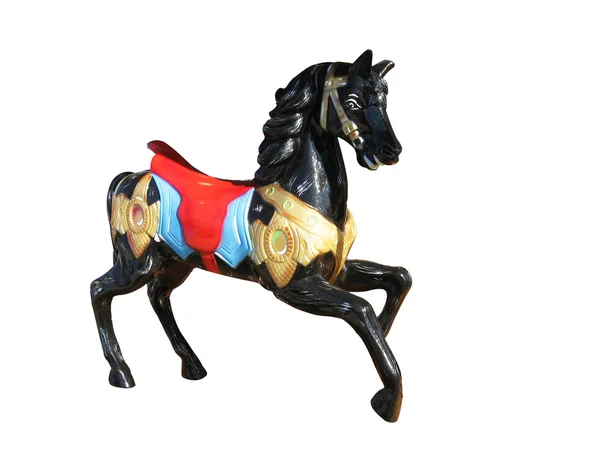 Карусельная чёрная лошадь — стоковое фото