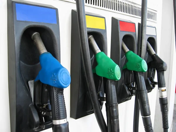 Pumps at gas station in a row — Stock Photo, Image