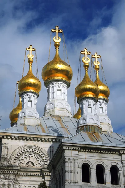 Koepels van Russische kerk in Genève — Stockfoto