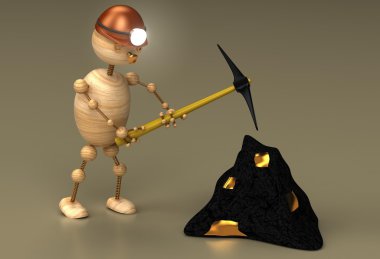 The miner wood man 3d rendered clipart