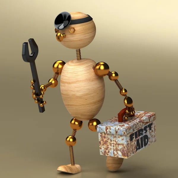 Wood Man Doctor Rendered — Stock Photo, Image