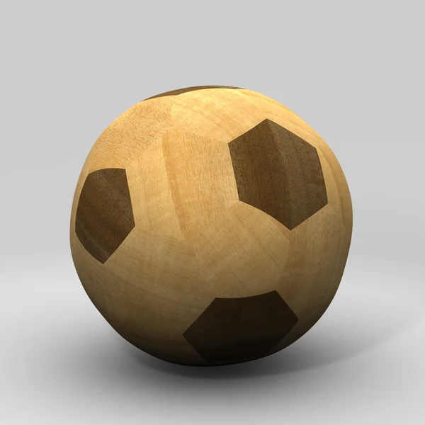 Трехмерный Деревянный Футбольный Мяч — стоковое фото