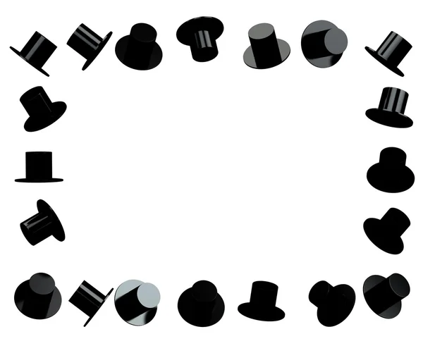 Black hat photo frame 3d rendered — Stock Photo, Image
