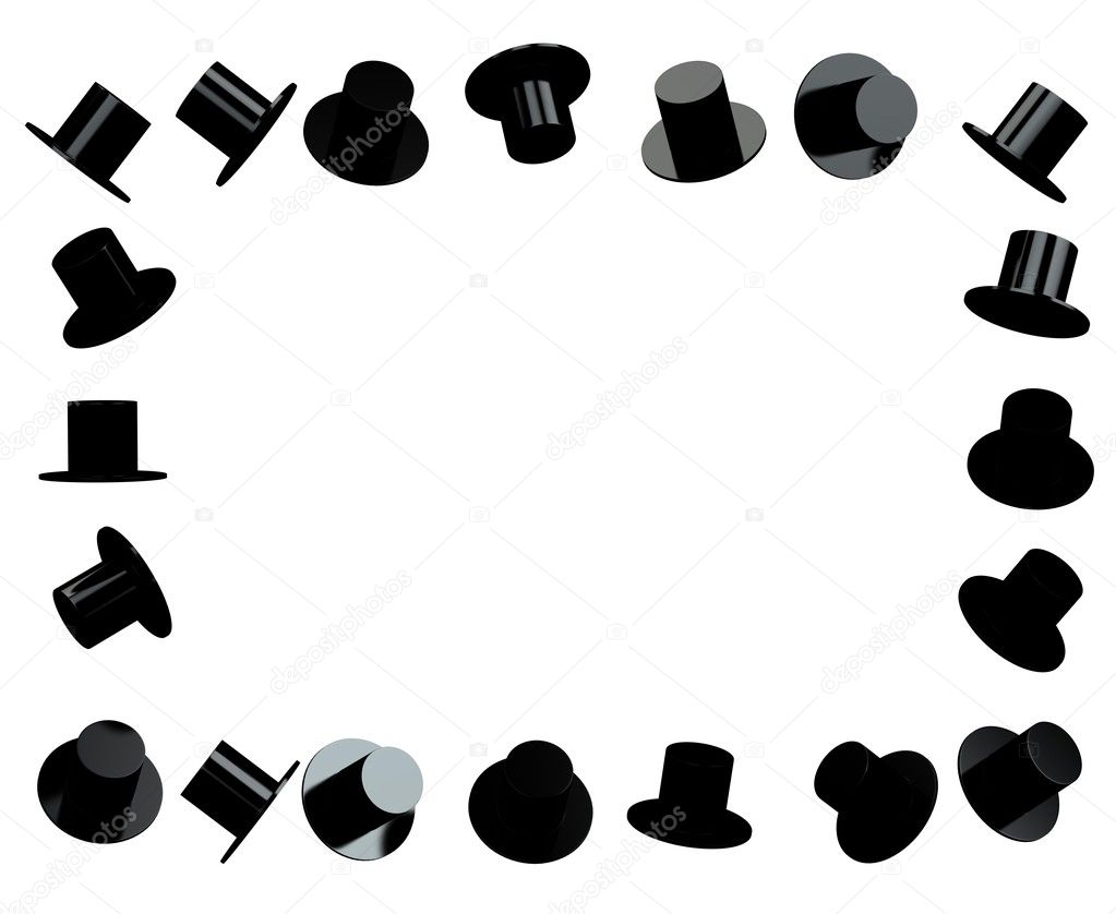 Black hat photo frame 3d rendered