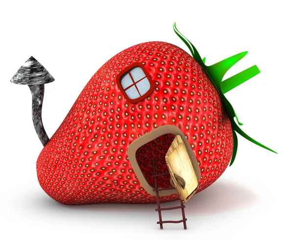 Strawberry house 3d rendered — Stock Photo, Image