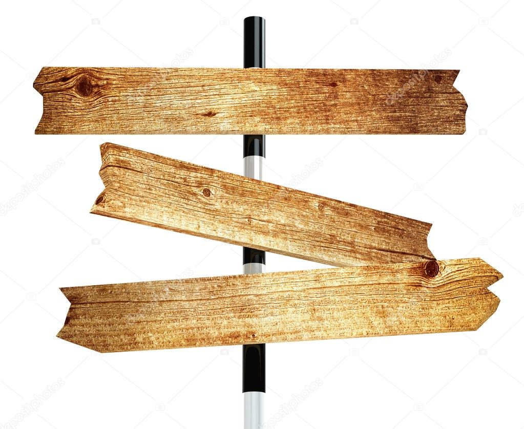 Wooden signpost 3d rendered