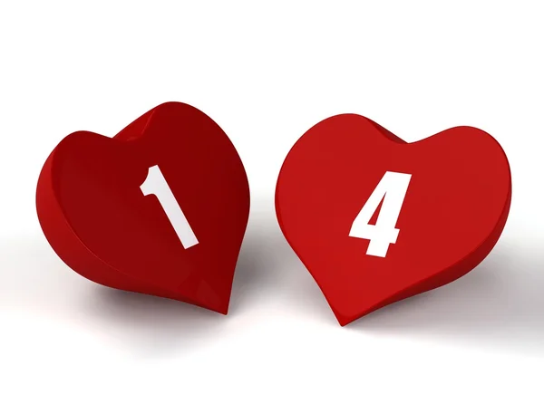 Zwei Valentinrote Herzen Gerendert Für Werbezwecke — Stockfoto