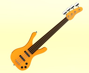 3d yellow bass guitar isolated clipart