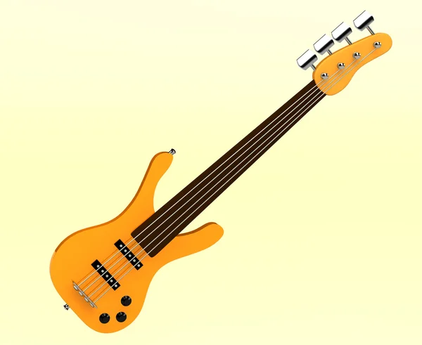 3d guitarra baixo amarelo isolado — Fotografia de Stock