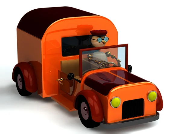 3D drewna człowieka jako kierowca — Zdjęcie stockowe