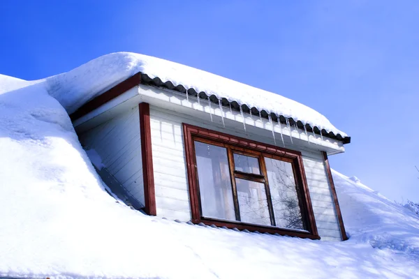 Stock image Winter house with wondow close up