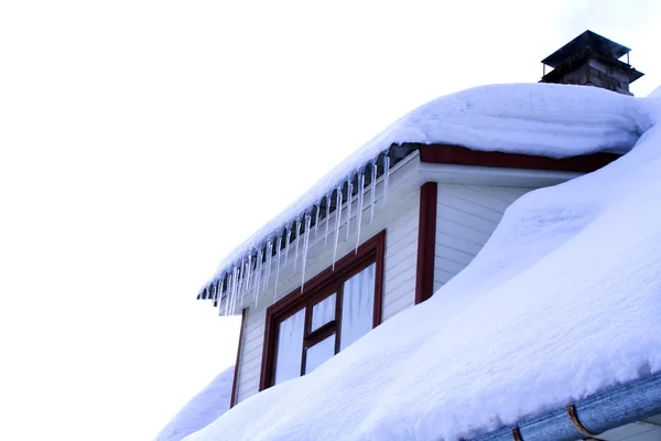 stock image Winter house with wondow close up